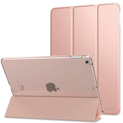 Abbildung von MoKo Hülle Kompatibel für iPad 9.7 2017/2018, 5./6. Generation PU Leder Tasche Schutzhülle Schale Smart Case mit Transluzent Rücken Deckel Auto Schlaf/Wach Stanfunktion, Rose Gold