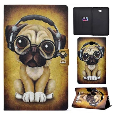 Abbildung von Succtop Samsung Tab A6 Hülle PU Leder Flip Brieftasche Stand Tablet Schutzhülle mit Kartenschlitz und Auto Schlaf/Wach Funktion Für Galaxy A 2016 10.1 Zoll SM T580/SM T585 Hund
