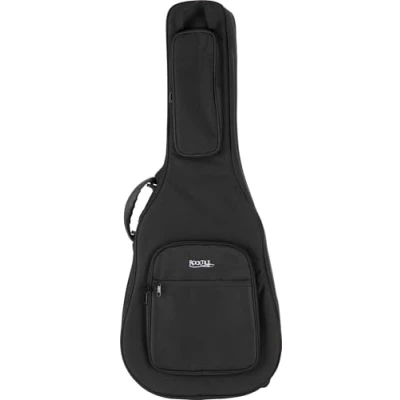 Abbildung von Rocktile WGSC 4122BK Softcase für Westerngitarre Dick gepolsterter Gigbag Akustikgitarren Verstellbare Halsstütze mit Klettsicherung Drei große Außentaschen Rucksackgarnitur Schwarz