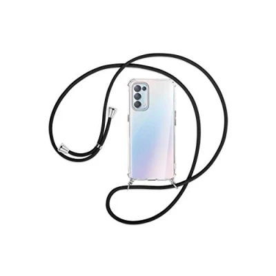 Abbildung von mtb more energy® Handykette kompatibel mit Oppo Find X3 Lite (6.43&#039;&#039;) schwarz Smartphone Hülle zum Umhängen Anti Shock Full TPU Case