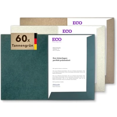 Abbildung von Präsentationsmappe A4 Tannengrün (60 Stück) rauer ECO Recycling Karton direkt vom Hersteller STRATAG vielseitig einsetzbar für Ihre Angebote, Exposés, Projekte oder Geschäftsberichte