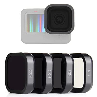 Abbildung von SOONSUN Objektivfilter CPL ND8 ND16 ND32 Filter für GoPro Hero 12 11 10 9 Schwarz, Neutraldichte und Zirkular Polarisationsfilter Set, Objektivschutz Schwarze Kamera