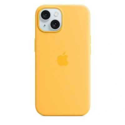 Abbildung von Apple iPhone 15 Silikon Case mit MagSafe Warmgelb ​​​​​​​
