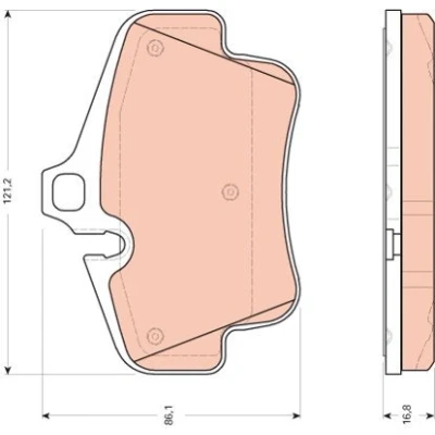Abbildung von TRW GDB1758 Bremsbelagsatz für Verschleißwarnanzeiger vorbereitet PORSCHE: 911 Coupe, Cayman, Boxster