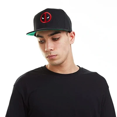 Abbildung von Marvel Herren Deadpool Logo Snapback Flache Kappe, Schwarz (Schwarz Schwarz), Einheitsgröße