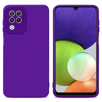Abbildung von Cadorabo Hülle kompatibel mit Samsung Galaxy A22 4G Schutzhülle TPU Silikon Case Liquid Design Kameraschutz Slim Kratzfest Weiche Gummi Rundumschutz für in Lila