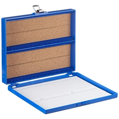 Abbildung von Neolab 2 x 2438 Objektträgerbox für 100 OT, blau