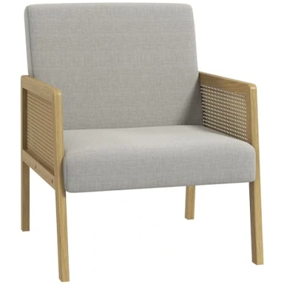 Abbildung von Akzentsessel Relaxsessel, Loungesessel mit Armlehne in Rattanoptik, Grau