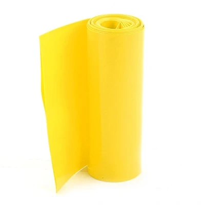 Abbildung von sourcing map PVC Schrumpfschlauch für 18650 Netzteile Verpackung 85mm Flache 2m Länge Gelb