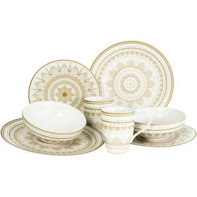 Abbildung von CreaTable Kombiservice &quot;Mandala Gold&quot;, (Set, 8 tlg., Kaffeeservice und Tafelservice im Set, für 2 Personen), Service, goldene orientalische Motive, Teile, Personen
