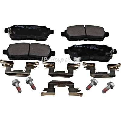 Abbildung von JP GROUP 3863604610 Bremsbelagsatz Vorderachse mit akustischer Verschleißwarnung DAIHATSU: Materia, Sirion II, SUZUKI: SWIFT 5, 4