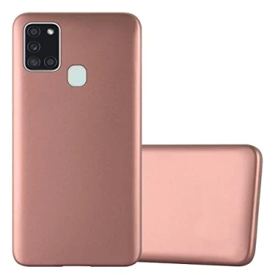 Abbildung von Cadorabo Hülle kompatibel mit Samsung Galaxy A21s Schutzhülle TPU Silikon Case Metallic Design Slim Kratzfest Weiche Gummi Rundumschutz für in Rosa