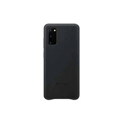 Abbildung von Samsung Leather Smartphone Cover EF VG980 für Galaxy S20 5G Handy Hülle, echtes Leder, Schutz Case, stoßfest, premium, schwarz