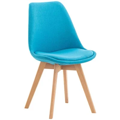 Abbildung von CLP Esszimmerstuhl Linares Kunststoff I Stoff Samt Cord Lederoptik Lehnstuhl Mit Holzgestell, Farbe:türkis, Material:Stoff