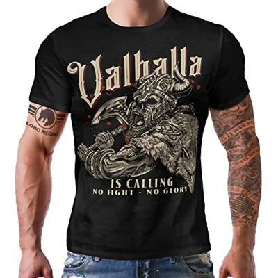 Abbildung von LOBO NEGRO® T Shirt für Wikinger Nordmann Keltic Fans: Walhalla is Calling