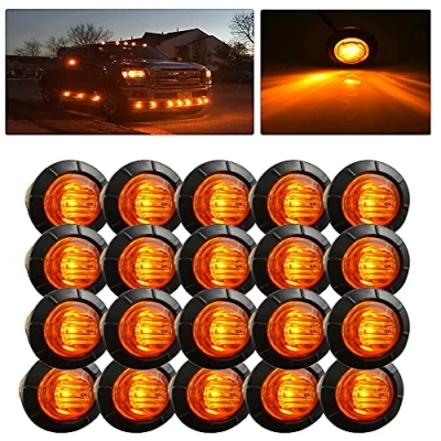 Abbildung von 10/20 Stück Mini Runde 12 V LED Markierungsleuchten, bernsteinfarben, 1,9 cm, Seitenmarkierungsleuchten für Anhänger, LKW, Van, Wohnwagen, Bus, Boot, Traktor, Motorrad (20 Stück)