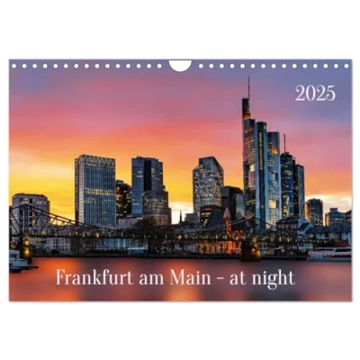 Abbildung von Frankfurt am Main at night (Wandkalender 2025 DIN A4 quer), CALVENDO Monatskalender