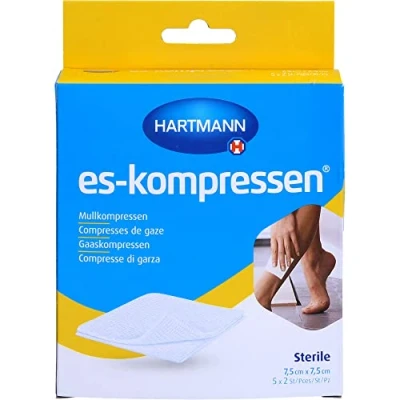 Abbildung von Es kompressen Steril 7,5x7,5 cm 8fach 5X2 St