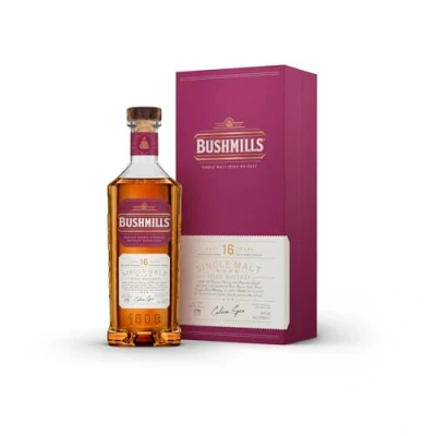 Abbildung von Bushmills 16 Years Old Single Malt Irish Whiskey (1 x 0,7 l) dreifach destillierter 100% Whisky mit edler Geschenkverpackung