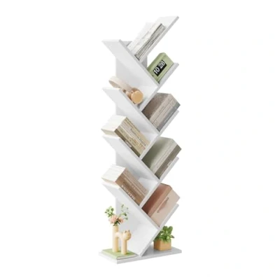 Abbildung von EUGAD 0011SHG Bücherregal Raumteiler Aktenregal Aufbewahrungregal Standregal CD DVD Regal Mit 9 Ebenen, 40x127x20 cm, Weiß