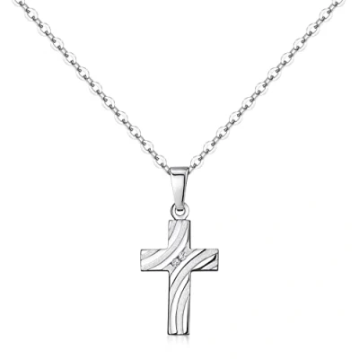 Abbildung von Materia Kreuzanhänger Damen Mädchen Silber Kreuz Zirkonia Religion KA 29, 925 Sterling Silber, rhodiniert