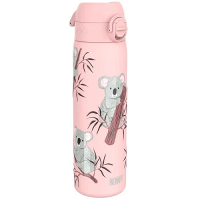 Abbildung von Ion8 Stahl Trinkflasche, 600 ml, Auslaufsicher, Einhandöffnung, Sichere Verriegelung, Spülmaschinenfest, Klappdeckel, Tragegriff, Leicht zu Reinigen, Langlebig, Koala Design