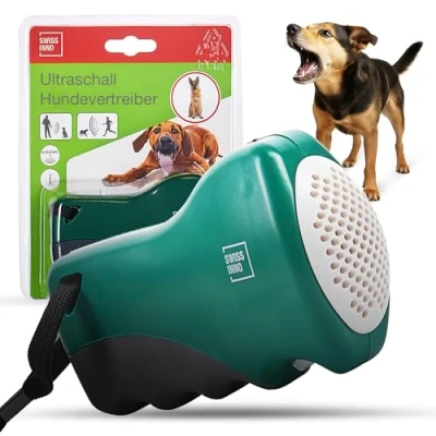 Abbildung von SWISSINNO Hundevertreiber Ultraschall Stark Tiervertreiber Wetter und grifffeste Abschreckung mit Starken Ultraschallwellen bis zu 12m Wirkungsbereich