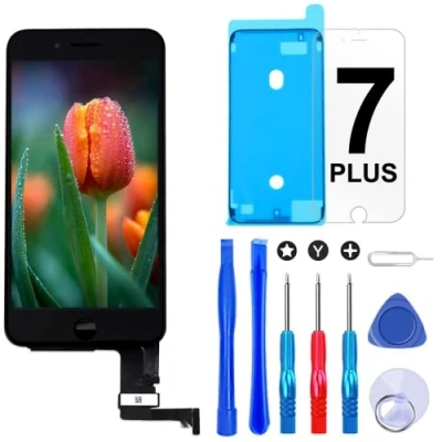 Abbildung von Brinonac Für iPhone 7 Plus Display LCD Touchscreen Digitizer Ersatz Bildschirm Front Komplettes Glas mit Werkzeug und Schutzfolie (5,5&quot;, Schwarz)