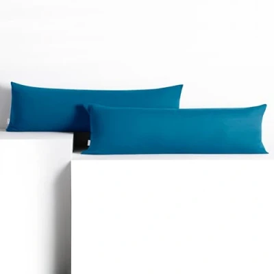 Abbildung von DecoKing 2 Kissenbezüge 20x120 cm Jersey Baumwolle Reißverschluss blau Amber