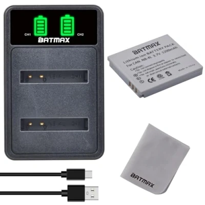 Abbildung von Batmax NB 4L Battery and USB Charger for Canon IXUS 40 30 50 60 70 80 i5 i7 PowerShot SD40 SD30 SD200 SD300 SD400 SD600 SD630 SD750 SD1100 is SD940 SD1000 TX1 ELPH 100 HS 300 310 330