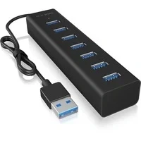 Abbildung von ICY BOX 7 Port USB Hub 3.0 (Type A) mit Netzteil, Ladefunktion, Aluminium, Schwarz