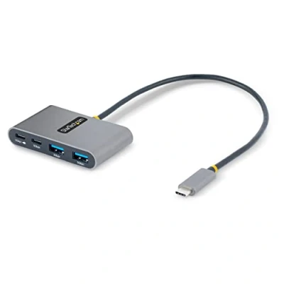 Abbildung von StarTech.com 4 Port USB C Hub mit Power Delivery Pass Through 2X A + 5 Gbit/s 30cm Kabel Tragbarer Mini 3.0 Splitter/Verteiler (5G2A2CPDB HUB)