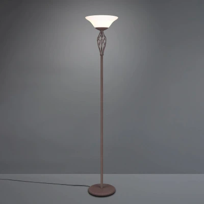 Abbildung von Trio Leuchten Stehleuchte Rustica 401000224, Metall rostfarbig, Glas weiß matt, exklusiv 2x E27