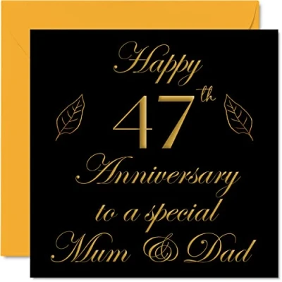 Abbildung von Stuff4 Glückwunschkarte zum 47. Jahrestag für Vater, Mutter, Eltern besondere Mama &amp; Papa Happy 47 Hochzeitstag von Sohn, Tochter, Familie, 145 mm x Grußkarten vierzig Jahrestage