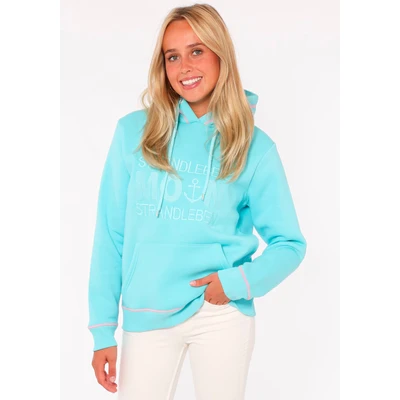 Abbildung von Zwillingsherz Hoodie Strandleben Moin mit gesticktem Schriftzug