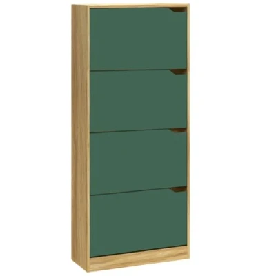 Abbildung von BAKAJI Scarpiera 4 ante Schuhschrank mit Türen, Holzwerkstoff, Grün und Eiche, Standard