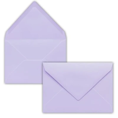 Abbildung von 25x Briefumschläge B6 17,5 x 12,5 cm Lila Nassklebung mit spitzer Klappe 120 g/m² Für Hochzeit, Gruß Karten, Einladungen