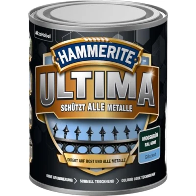 Abbildung von HAMMERITE metallschutzlack ultima glänzend moosgrün ral6005 750ml
