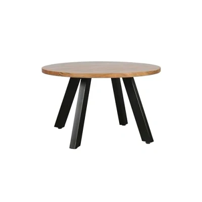 Abbildung von byLIVING Couchtisch &quot;ULM&quot;, mit massiver Akazien Platte und schwarzem Metallgestell, rund 75cm.