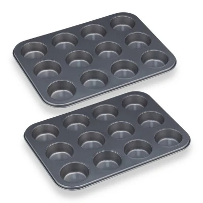 Abbildung von relaxdays Muffinplatten 12er Muffinform im 2er Set, Stahl