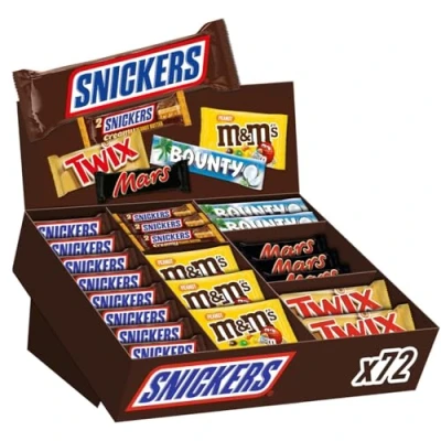 Abbildung von Snickers, Mars, Twix, M&amp;M&#039;s, Snickers Creamy Peanut Butter, Großpackung Schokolade, Party Mix, 72 Riegel, 1 x 3.5kg