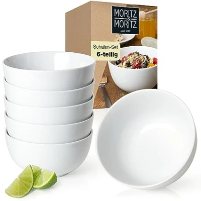 Abbildung von Moritz &amp; Tafelservice BASIC Schüssel Set (6 tlg), 6 Personen, Porzellan, für Personen spülmaschinen und mikrowellengeeignet