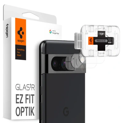 Abbildung von Spigen Glas.tR EZ Fit Optik Kameraschutz kompatibel mit Google Pixel 8 Pro, 2 Stück, Kristallklar, Anti Kratzer, 9H Härte Schutzfolie