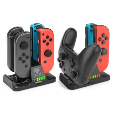 Abbildung von NiTHO 2 in 1 Ladestation Kompatibel mit Switch und Pro Joy Controller, Lädt bis zu 4 Controller oder LED Anzeige