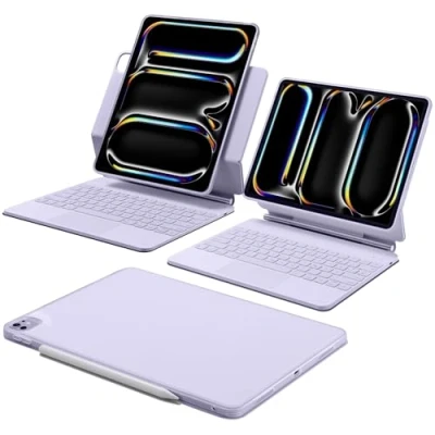 Abbildung von ESR iPad Pro 13 Zoll (M4, 2024) Hülle mit Tastatur, Tastaturhülle Einzustellendem Magnetständer, Hoch /Erhöhter Modus, Abnehmbare Schutzhülle, Rebound 360 Serie, Lila