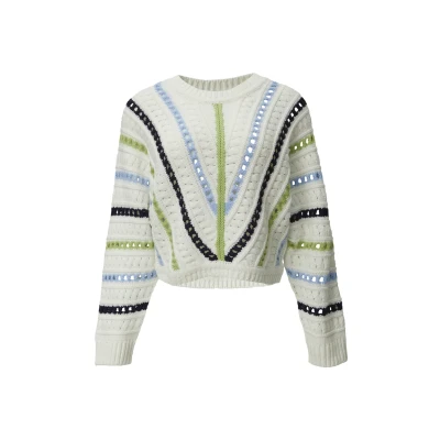 Abbildung von comma casual identity Langarmshirt Cropped Strickpullover mit Ajourmuster