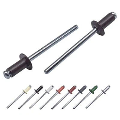 Abbildung von Marcopol (100 Stück) Lackierte Blindnieten 4,0 x 8 mm, Kuppelkopf, DIN 7337, Aluminiumniete und Stahldorn, Popnieten (100, Graubraun RAL 8019)