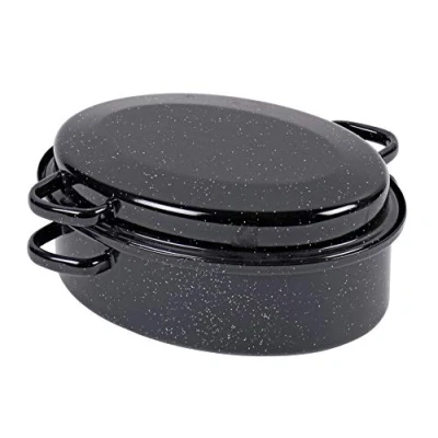 Abbildung von Krüger Gansbräter in schwarz/weiß gesprenkelt, Emaille, 26 cm
