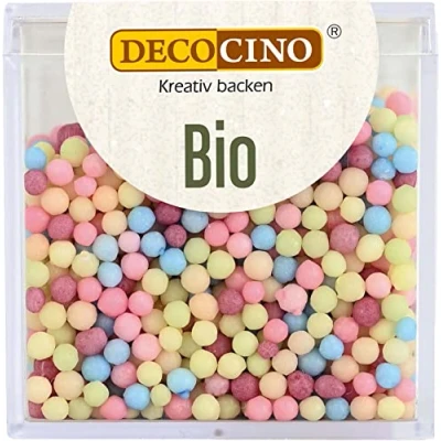 Abbildung von DECOCINO Bio Streudekor Pearls 60 g vegane Zuckerstreusel aus Traubenzucker in Qualität zum Dekorieren und Verzieren von Kuchen, Torten Desserts