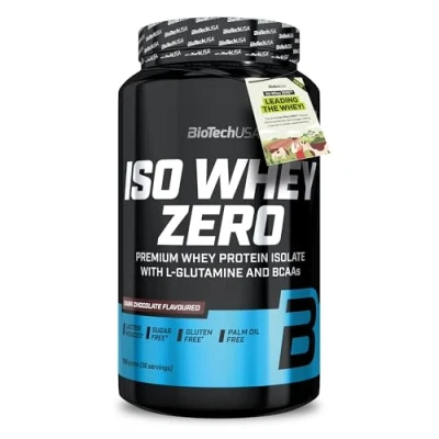 Abbildung von BioTechUSA Iso Whey Zero Premium Protein Isolate Grass Fed Enzyme Free Sugar and Gluten free, 908g, Dunkle Schokolade